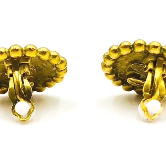 CHANEL CC Logos Round Clip-On Earrings Gold Tone 95P Auth w/Box p1113 - Picture 6 of 8